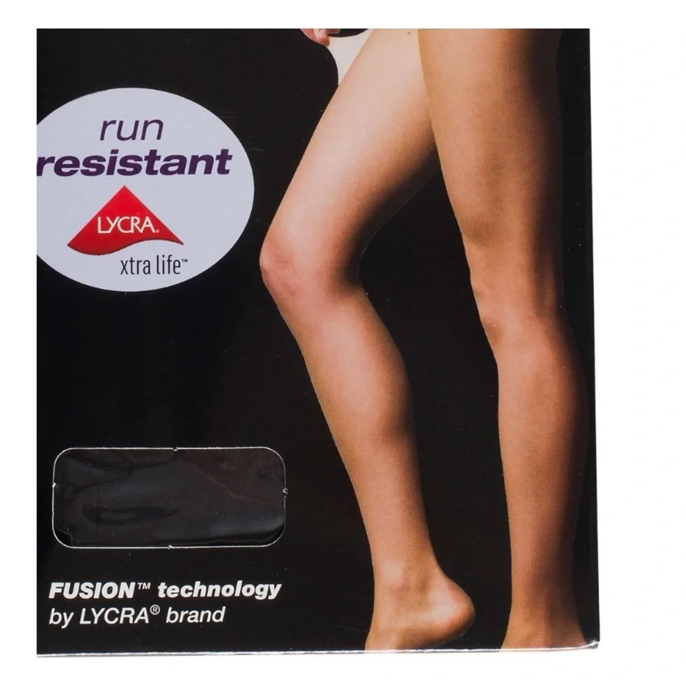 Peds‎ Ladies Fusion Run Resistant Control Top Pantyhose, Black, size EF new
